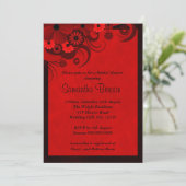 Floral Dark Red Goth Wedding Brautparty lädt ein Einladung (Stehend Vorderseite)