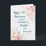 Floral Daughter & Son in Law Wedding Jubiläum Karte<br><div class="desc">Glückliche Hochzeitskarte für Jung und Junge mit wunderschönen Aquarellfarben Vintage Blume,  rustikalem Holz und sentimentalem Vers.</div>