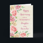 Floral Daughter & Son in Law Wedding Jubiläum Karte<br><div class="desc">Glückliche Hochzeitskarte für Jung und Junge mit wunderschönen Aquarellfarben Vintage Blume,  rustikalen Einbrüchen und sentimentalem Vers.</div>