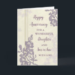 Floral Daughter & Son in Law Wedding Jubiläum Karte<br><div class="desc">Happy Hochzeitstag Karte für Tochter und Sohn im Gesetz mit schönen Vintagen violetten Blumen,  und sentimental Vers.</div>