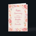 Floral Daughter & Son in Law Wedding Jubiläum Karte<br><div class="desc">Happy Hochzeitstag Karte für Tochter und Sohn im Gesetz mit schönen Vintag rosa Aquarell-Blume und sentimental Vers.</div>