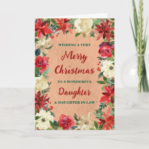 Floral Daughter & Tochter im Gesetz Frohe Weihnach Karte