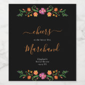 Floral Day of the Dead Bridal Shower Weinetikett (Einzelnes Label)