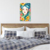 Floral Daydream Portrait Leinwanddruck (Insitu (Schlafzimmer))
