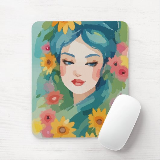 Floral Daydream Portrait Mousepad (Mit Mouse)