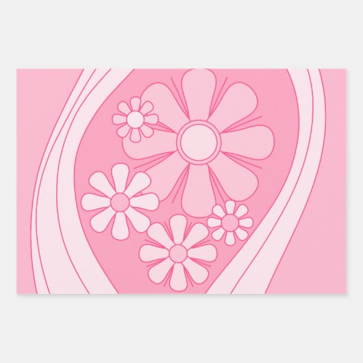 Floral Daydream Retro 60er Pink Pastel Blume Geschenkpapier Set (Vorderseite 3)