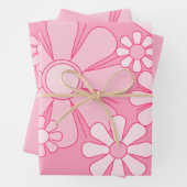 Floral Daydream Retro 60er Pink Pastel Blume Geschenkpapier Set (Beispiel)