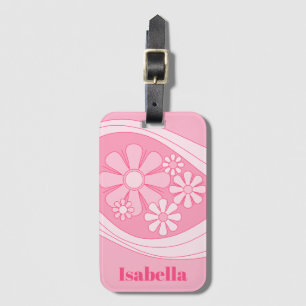 Floral Daydream Retro 60er Pink Pastell Personalis Gepäckanhänger