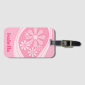 Floral Daydream Retro 60er Pink Pastell Personalis Gepäckanhänger (Vorderseite (Horizontal))