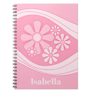 Floral Daydream Retro 60er Pink Personalisiert Notizblock
