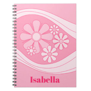 Floral Daydream Retro 60er Pink Personalisiert Notizblock