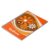 Floral Daydream Retro 70er Blume mit Namen Notizblock (Linke Seite)