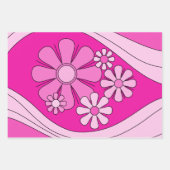 Floral Daydream Retro Hot Pink 60er Blume Geschenkpapier Set (Vorderseite 2)