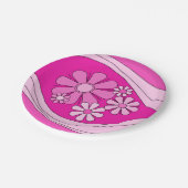 Floral Daydream Retro Hot Pink 60er Blume Pappteller (Schrägansicht)