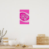 Floral Daydream Retro Hot Pink 60er Blume Poster (Küche)