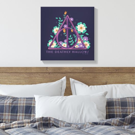 Floral Deathly Hallows Graphic Leinwanddruck (Insitu (Schlafzimmer))