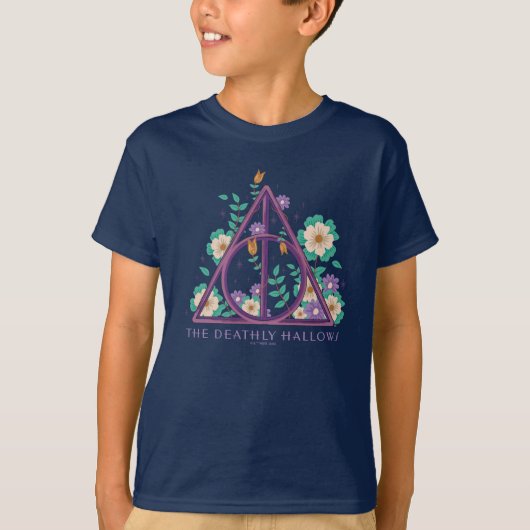 Floral Deathly Hallows Graphic T-Shirt (Vorderseite)
