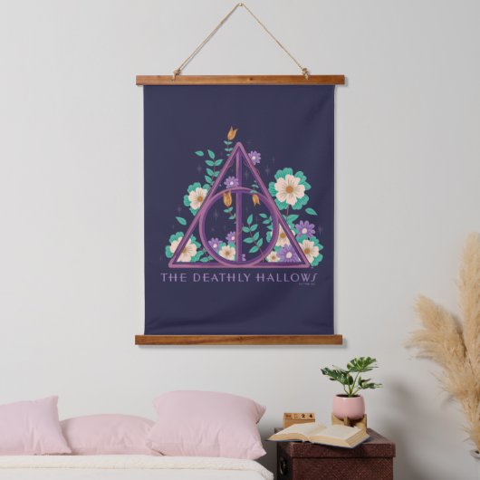 Floral Deathly Hallows Graphic Wandteppich Mit Holzrahmen (Schlafzimmer)
