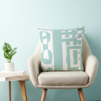 Floral Decal Ethnic Print Duck Egg Blue White