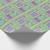 Floral Decal Ethnic Print Green Lila Black Geschenkpapier (Ecke)