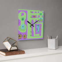 Floral Decal Ethnic Print Green Lila Black