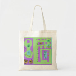 Floral Decal Ethnic Print Green Lila Black Tragetasche