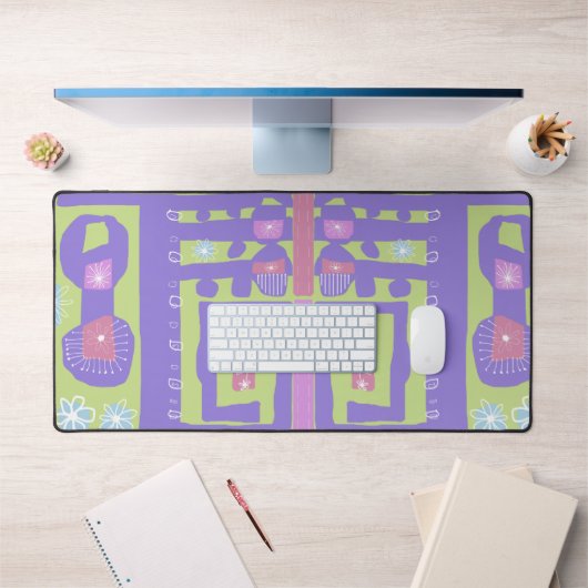 Floral Decal Ethnic Print Lila grün Schreibtischunterlage (Büro 1)