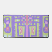 Floral Decal Ethnic Print Lila grün Schreibtischunterlage (Vorderseite)