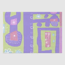 Floral Decal Ethnic Print Lila grün Seidenpapier