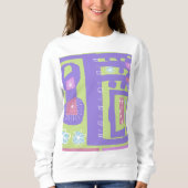 Floral Decal Ethnic Print Lila grün Sweatshirt (Vorderseite)