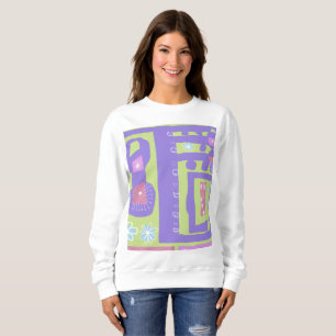 Floral Decal Ethnic Print Lila grün Sweatshirt