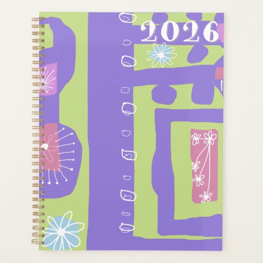 Floral Decal Ethnic Print Purple Green White K Planer (Vorderseite)