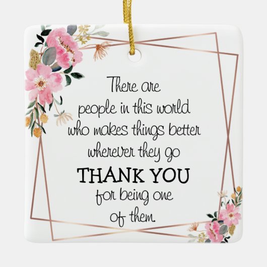 Floral Decoration with Thank You Message Keramikornament (Vorderseite)