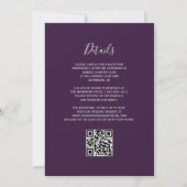 Floral Deep Lila Silver Glitzer QR Code Hochzeit Einladung (Rückseite)