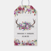 Floral Deer Antler Bouquet Wedding Vielen Dank Geschenkanhänger (Rückseite)
