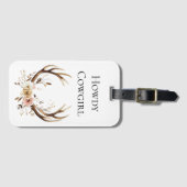 Floral Deer Antlers Cowgirl Gepäckanhänger (Vorderseite (Horizontal))