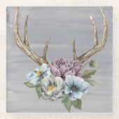 Floral Deer Antlers Glasuntersetzer (Vorderseite)