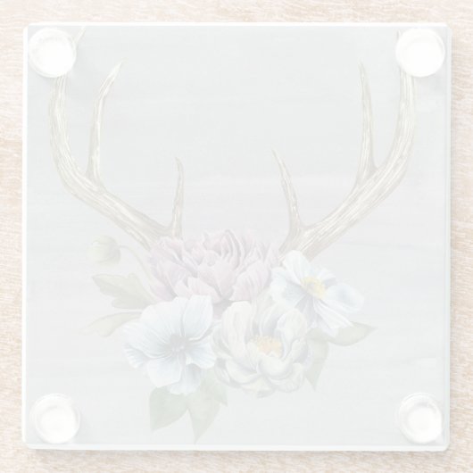 Floral Deer Antlers Glasuntersetzer (Rückseite)