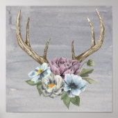 Floral Deer Antlers Poster (Vorne)