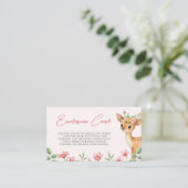 Floral Deer Baby Enclosure Card Begleitkarte (Stehend Vorderseite)