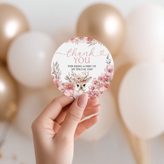 Floral Deer Birthday Thank You Tag Geschenkanhänger