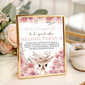 Floral Deer Birthday Time Capsule Sign Sockelschild
