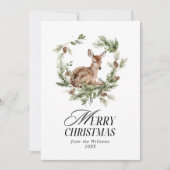 Floral Deer Elegant Moderne frohe Weihnachten (Vorderseite)