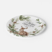 Floral Deer Elegant Moderne frohe Weihnachten Pappteller (Schrägansicht)