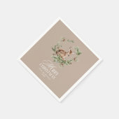 Floral Deer Elegant Moderne frohe Weihnachten Serviette (Ecke)