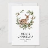 Floral Deer Elegant Wasserfarbe Frohe Weihnachten (Vorderseite)