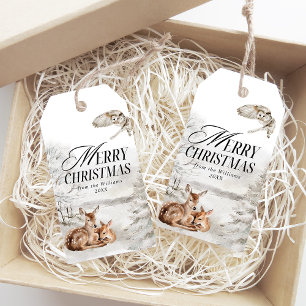 Floral Deer Elegant Wasserfarbe Frohe Weihnachten Geschenkanhänger