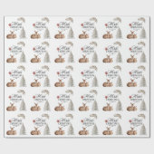 Floral Deer Elegant Wasserfarbe Frohe Weihnachten Geschenkpapier (Flach)