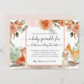 Floral Deer Fox Rabbit Woodland Baby Girl Dusche Einladung (Vorne/Hinten)