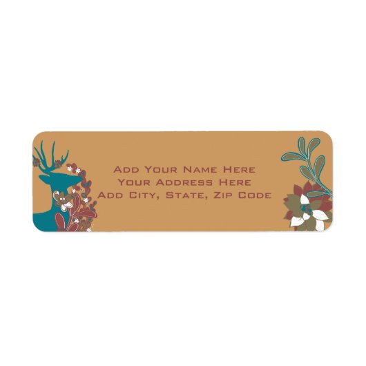 Floral Deer Holiday Address Labels (Vorne)